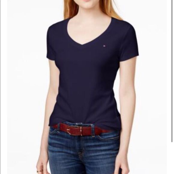 Navy V-neck T-shirt - Picture 2 of 7